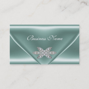 Tarjeta De Visita Joya elegante de diamante de plata verde menta