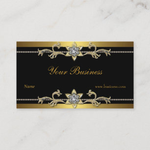 Tarjeta De Visita Joya elegante de oro negro ornamentado