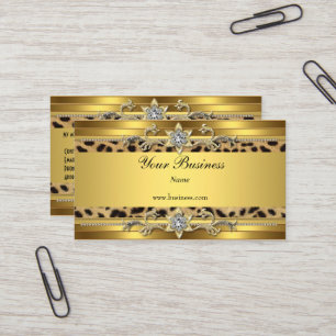 Tarjeta De Visita Joya elegante y clásica negra de oro sobre oro