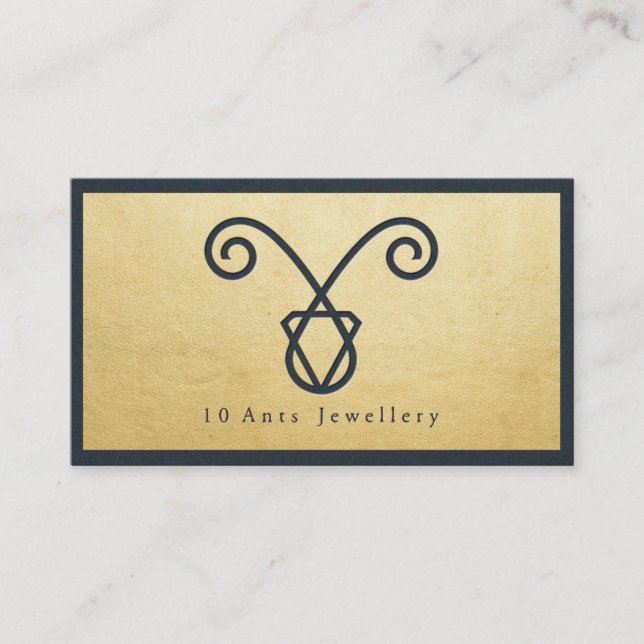 Tarjeta De Visita Joyas caseras Relieve metalizado dorado moderno de (Anverso)