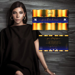 Tarjeta De Visita Joyas de chispa azul Naranja de lujo con logotipo