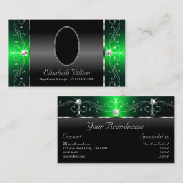 Tarjeta De Visita Joyas de contrabando de color negro y verde nobles
