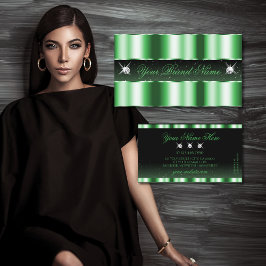 Tarjeta De Visita Joyas de esmeralda verde negro de lujo con estilo
