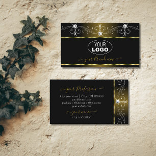 Tarjeta De Visita Joyas de espuma con logotipo del Ornate de Oro Neg