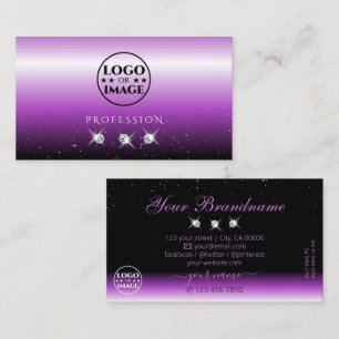 Tarjeta De Visita Joyas de espuma morada de color negro con logotipo