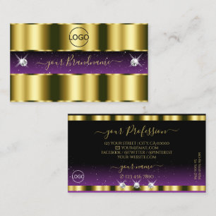 Tarjeta De Visita Joyas de espuma negra de color dorado con logotipo