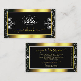 Tarjeta De Visita Joyas de gafas de oro negro con logotipo