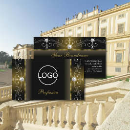 Tarjeta De Visita Joyas de lujo de contrabando de oro y negro con lo