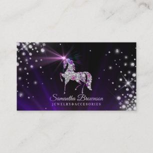Tarjeta De Visita joyas diamantes gemas unicornio púrpura
