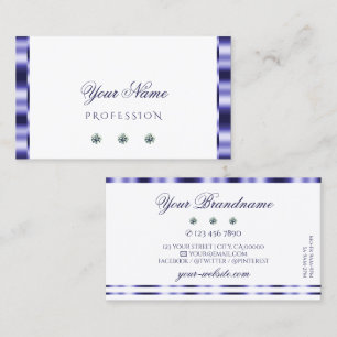 Tarjeta De Visita Joyas espumosas azules y blancas elegantes