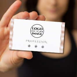 Tarjeta De Visita Joyas espumosas blancas de Rosa de lujo con logoti