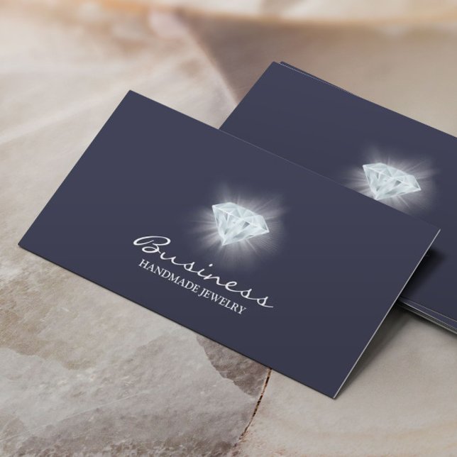 Tarjeta De Visita Joyas hechas a mano Bright Diamond Elegant Blue (Subido por el creador)