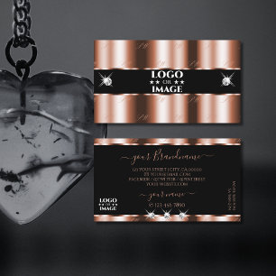 Tarjeta De Visita Joyas lujosas Rosas de oro negro con logotipo