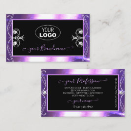 Tarjeta De Visita Joyas negras negras de lujo con logotipo