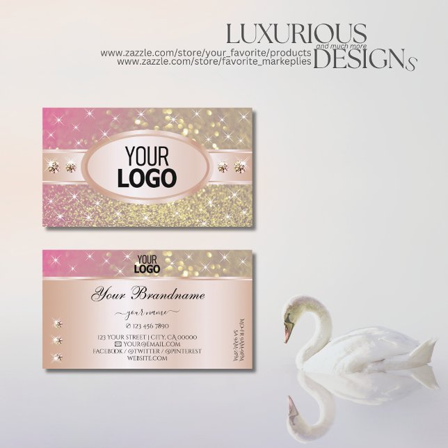 Tarjeta De Visita Joyas Purpurinas Púrpura Oro Brillante añaden logo (Subido por el creador)