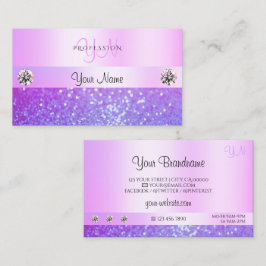 Tarjeta De Visita Joyas Purpurinas púrpura pastel Glamour monograma