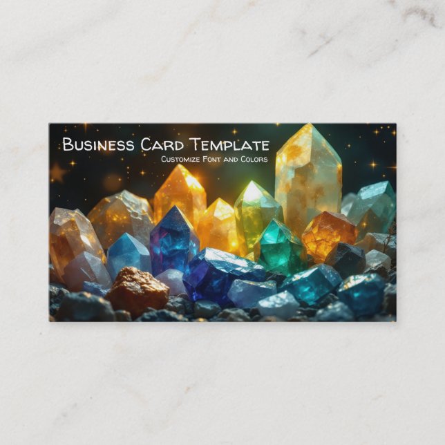 Tarjeta De Visita Joyas terrestres Cristales y piedras preciosas (Anverso)