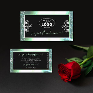Tarjeta De Visita Joyas Verde azuladas de chispa con logotipo