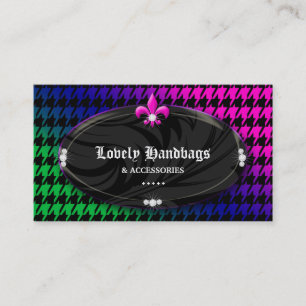 Tarjeta De Visita Joyería BPG de la flor de lis de Houndstooth de l