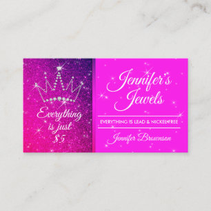 Tarjeta De Visita Joyería Corona Brillo púrpura Bling