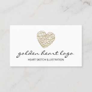 Tarjeta De Visita Joyería de corazón de boceto dorado