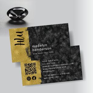 Tarjeta De Visita Joyería de lujo Black Gold QR Código de medios soc