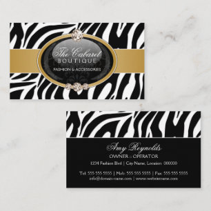 Tarjeta De Visita Joyería de moda de cebra elegante