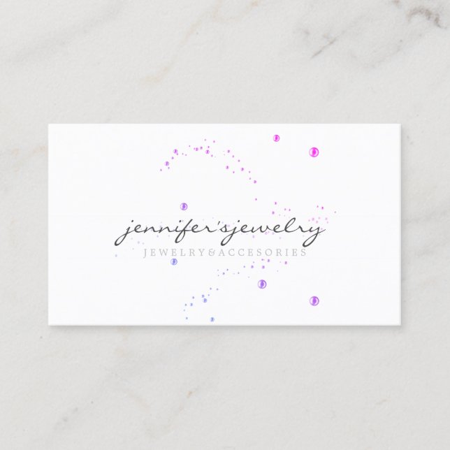 Tarjeta De Visita Joyería de Perlas Púrpura Elegante Feminine Simple (Anverso)