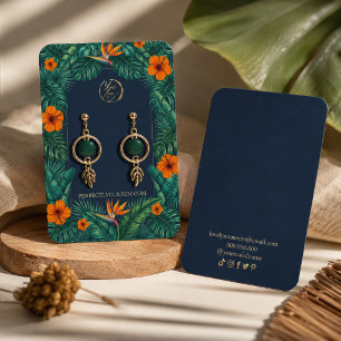 Tarjeta De Visita Joyería floral tropical collar pendientes