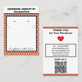 Tarjeta De Visita Joyería Hecha a Mano Terra Cotta Lunares Blancos