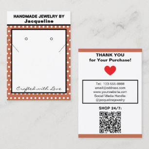 Tarjeta De Visita Joyería Hecha a Mano Terra Cotta Lunares Blancos