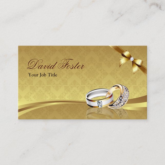 Tarjeta De Visita Joyería Joyera Joyera del Ring Diamond Gold (Anverso)
