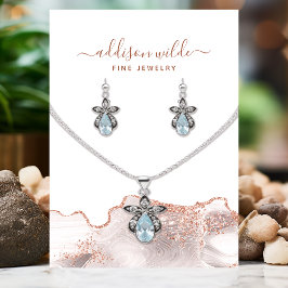 Tarjeta De Visita Joyería Rosa Purpurina de oro de la moda White Mar