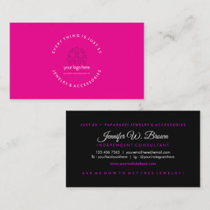 Tarjeta De Visita Joyería simple rosa negra logotipo personalizado