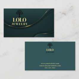 Tarjeta De Visita Joyería verde esmeralda de lujo