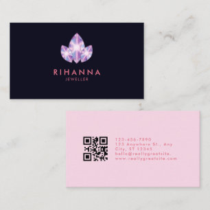 Tarjeta De Visita Joyero Bright Dimond Rosa Marina Código QR Mínimo 