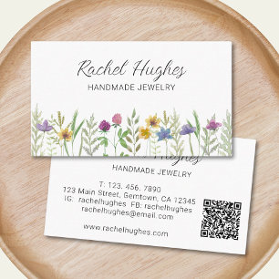 Tarjeta De Visita Joyero Código QR Floral