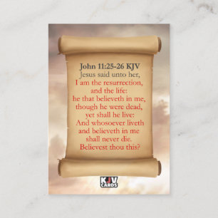 Tarjeta De Visita Juan 11:25-26 KJV Cards