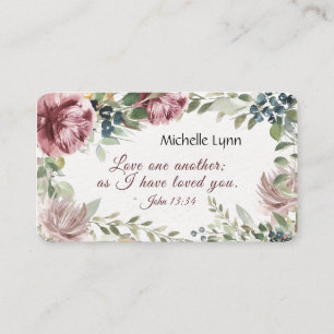 Tarjeta De Visita Juan 13:34 Amarse mutuamente Floral acuarela