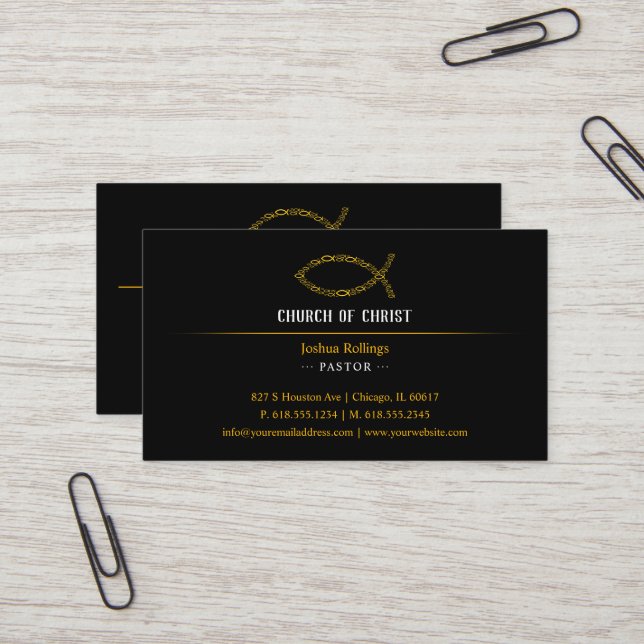 Tarjeta De Visita Juan 3:16 | Pescado cristiano (Anverso/Reverso In Situ)