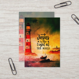 Tarjeta De Visita Juan 8 Jesús es la Luz del Faro del Mundo