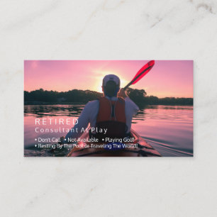 Tarjeta De Visita Jubilado Divertido, Paseo en Kayak al Atardecer, C