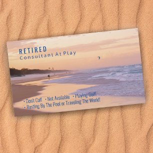 Tarjeta De Visita Jubilado Divertido, Playa al Atardecer, Profesión