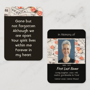 Tarjeta De Visita Juego de bingo Keepsake Memory Photo Prayer