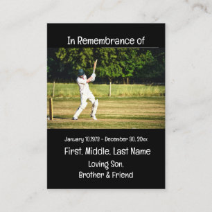 Tarjeta De Visita Juego de jugador de cricket Memorial Keepsake