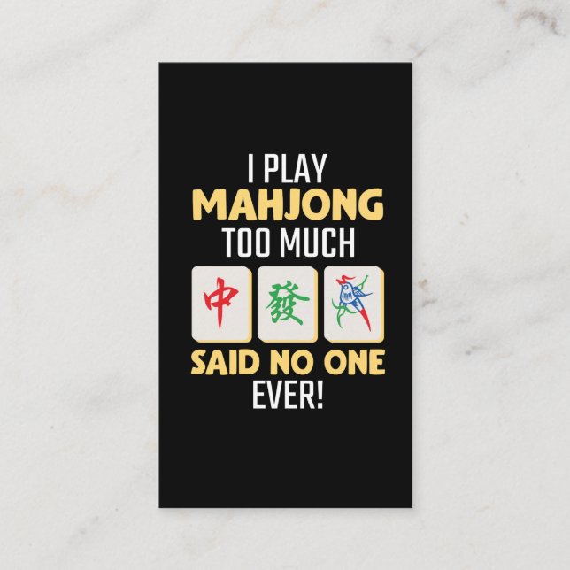 Tarjeta De Visita Juego de mesa Mahjong Gamer China Japón Mah Jong (Anverso)