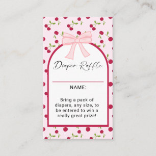 Tarjeta De Visita Juego de rifa de pañales para baby shower Cereza e
