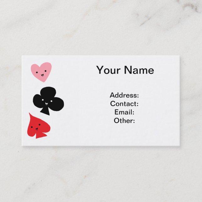 Tarjeta De Visita Juegos lindos del naipe (Anverso)