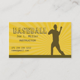 Tarjeta De Visita Jugador de béisbol, entrenador de béisbol, escuela
