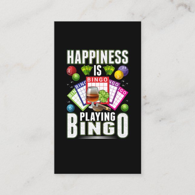 Tarjeta De Visita Jugador de Bingo Feliz Bingo Hombres Mujeres Bingo (Anverso)